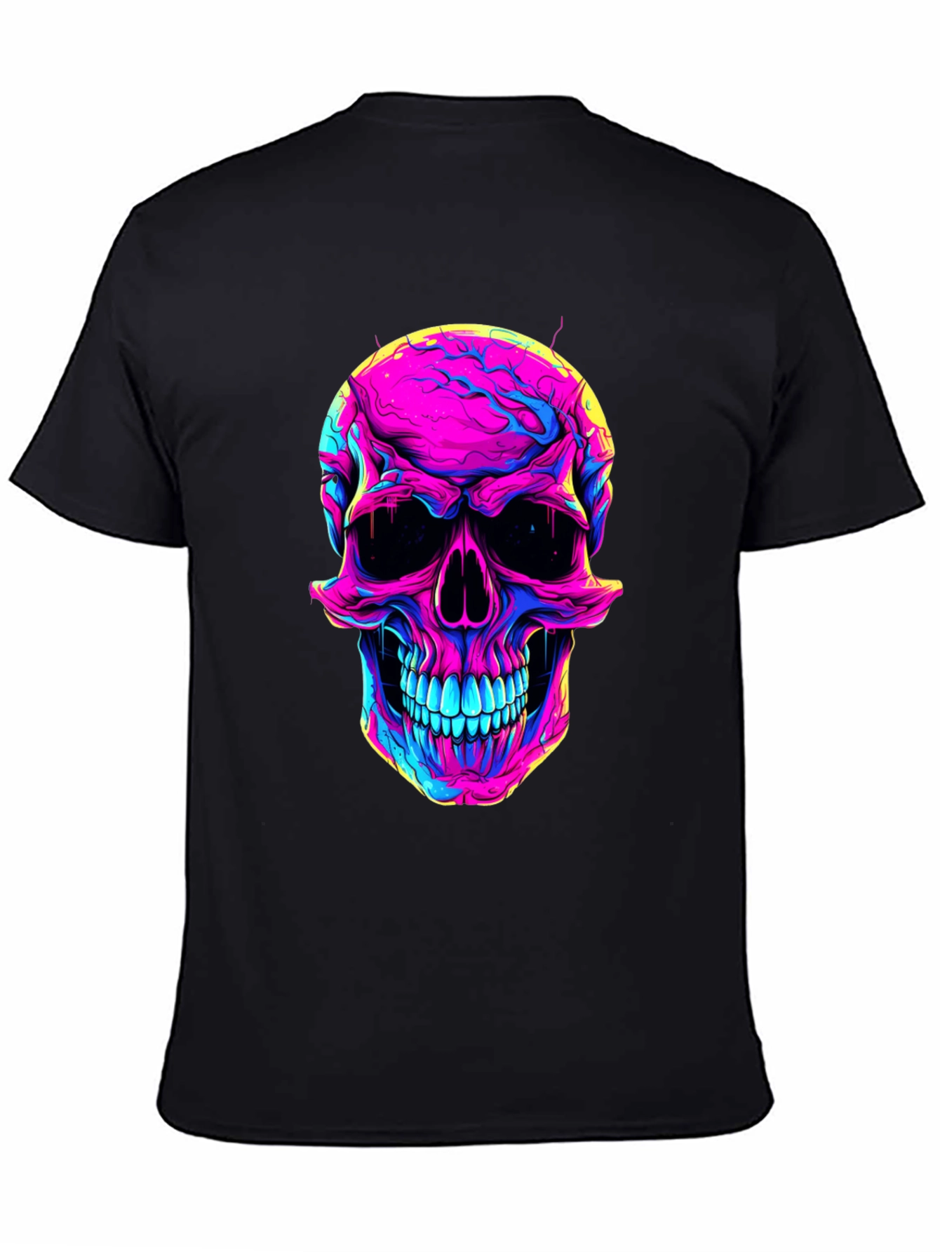 Vibrant Skull Graphic Tee - Neon Skull T-Shirt