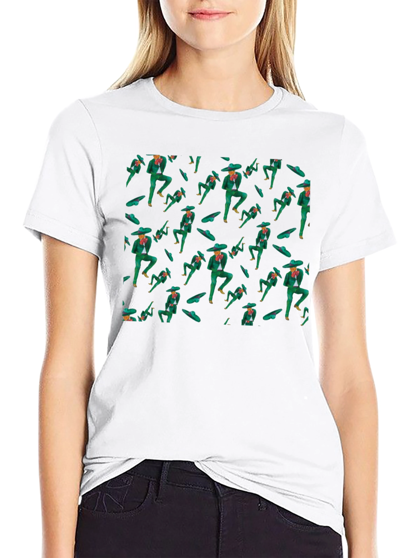 Mariachi Dancer Pattern Black T-Shirt