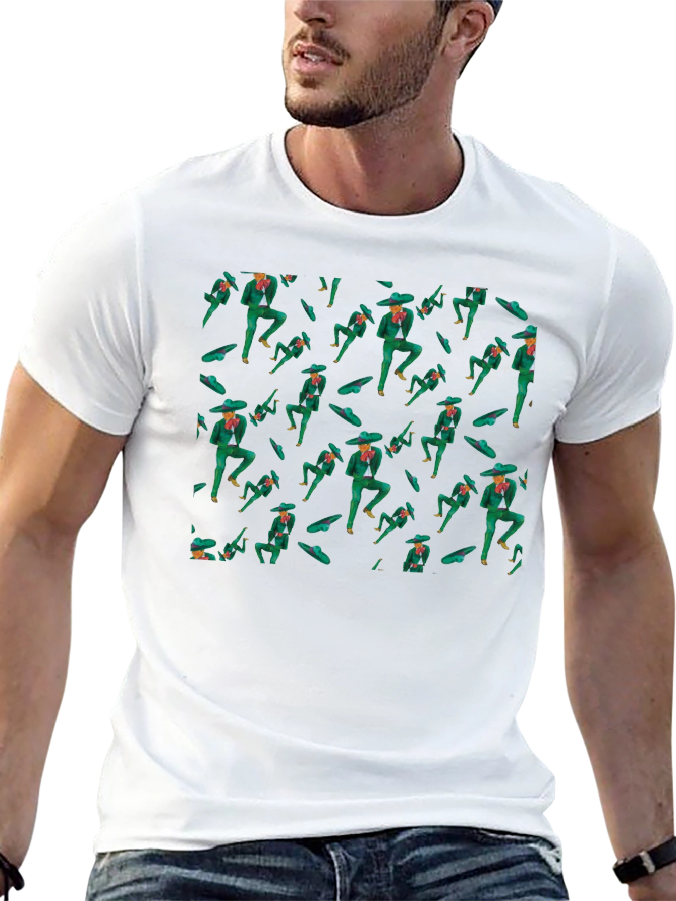 Mariachi Dancer Pattern Black T-Shirt