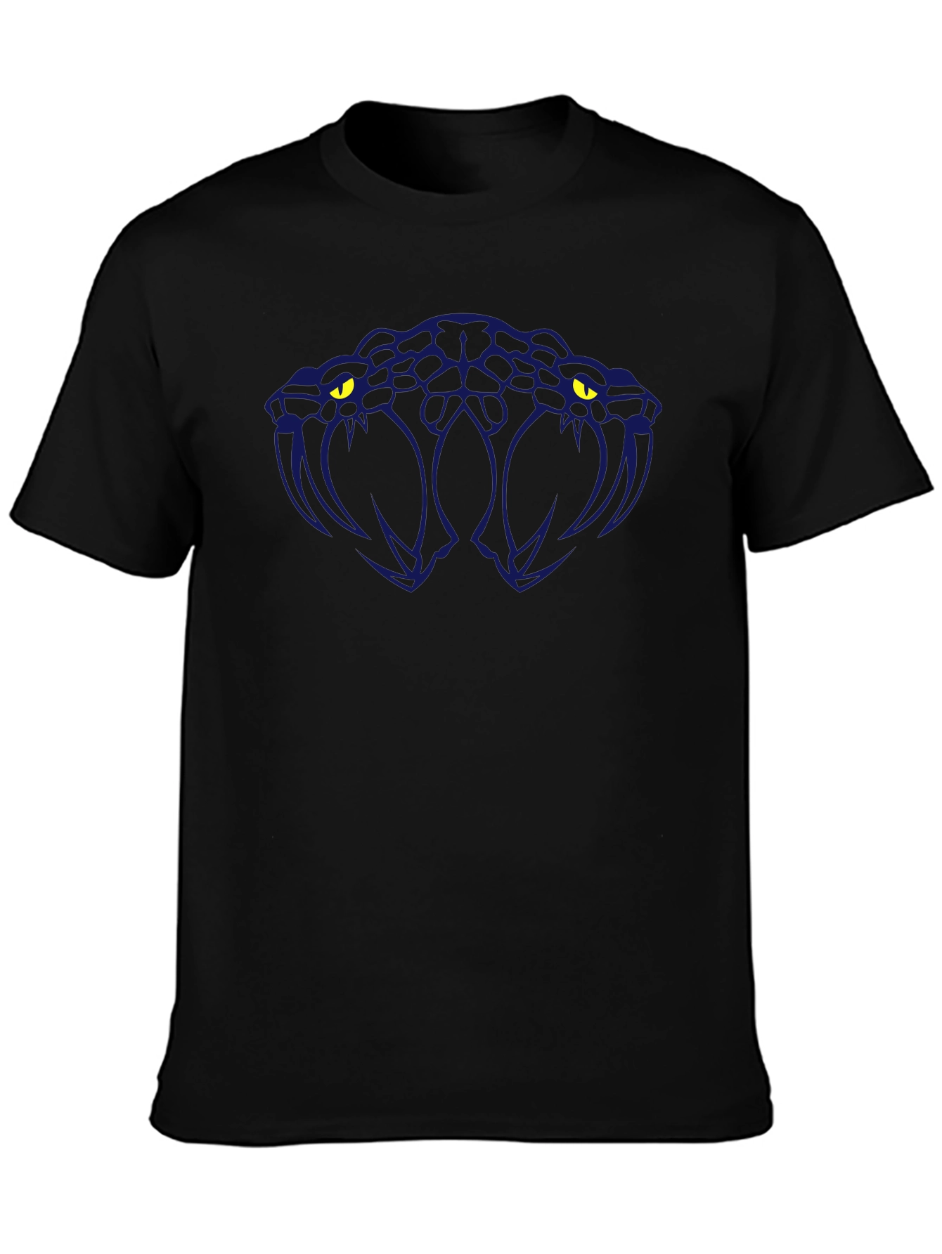 Black T-Shirt with Two-Headed Snake Graphic