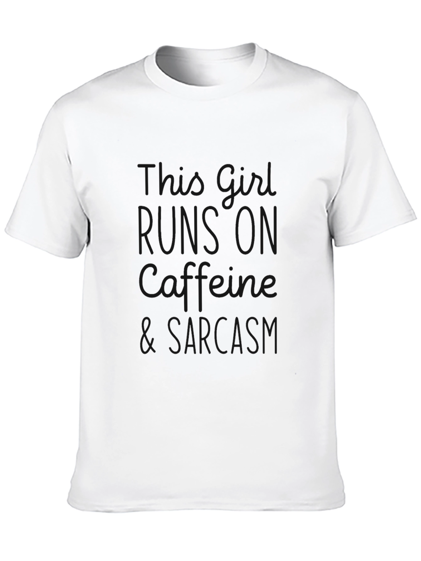 Girl Runs on Caffeine & Sarcasm Black T-Shirt