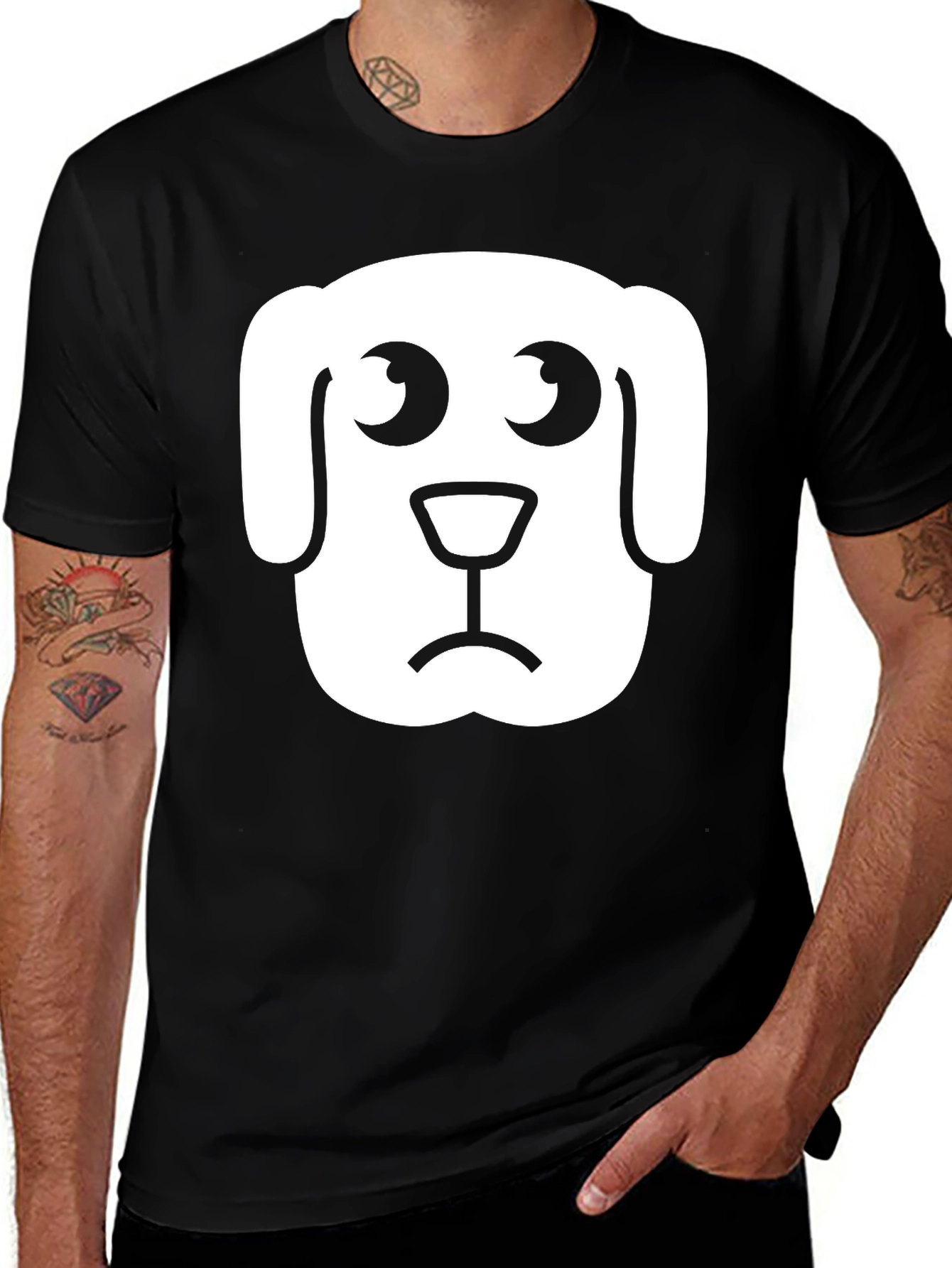 Sad Dog Graphic Tee - Black Cotton T-Shirt