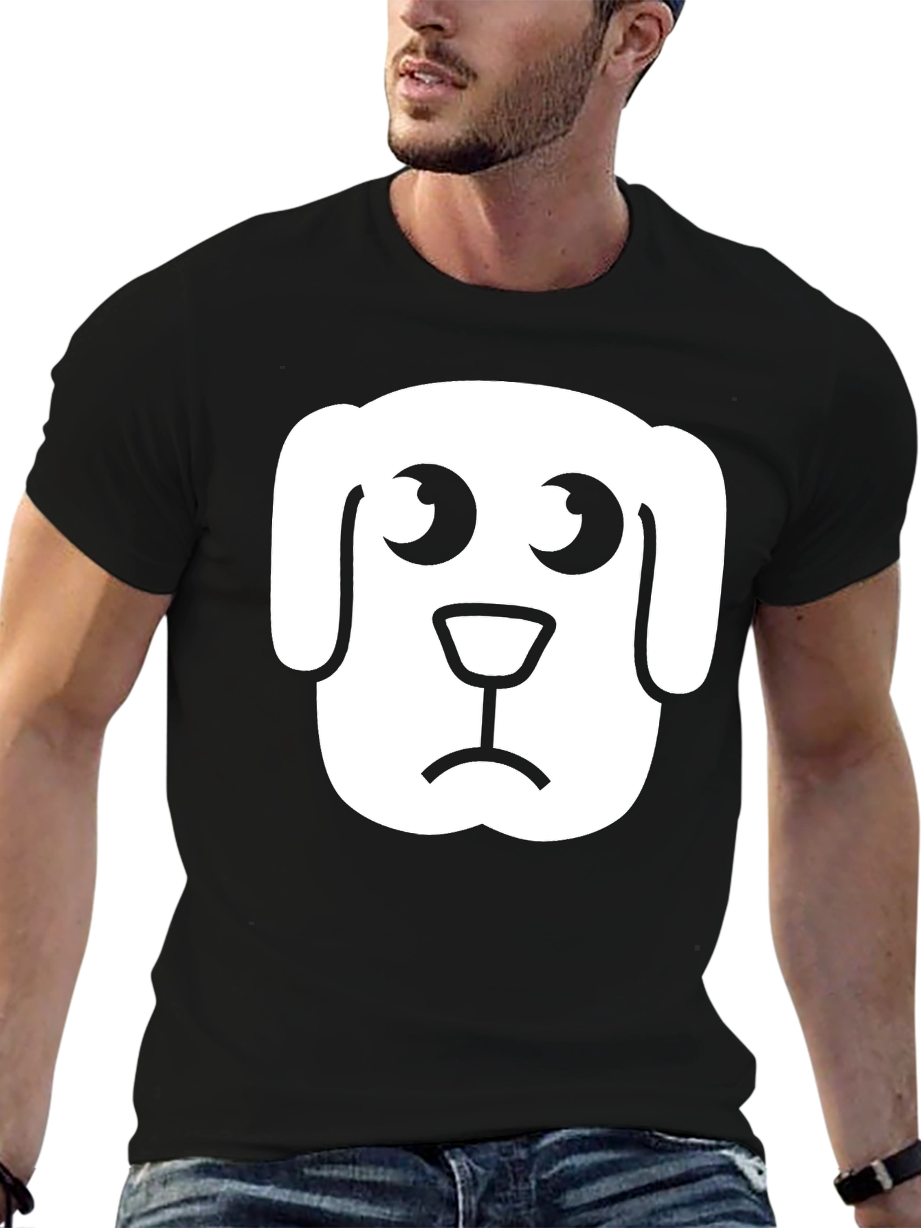 Sad Dog Graphic Tee - Black Cotton T-Shirt