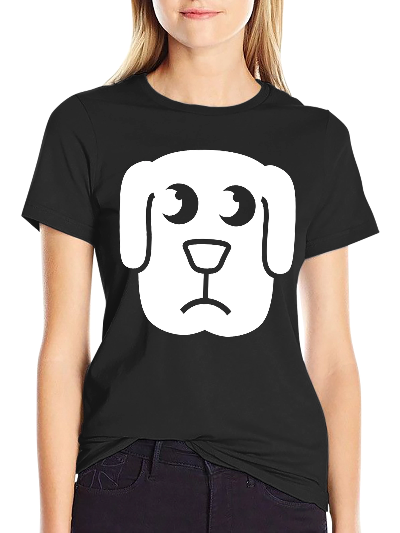 Sad Dog Graphic Tee - Black Cotton T-Shirt