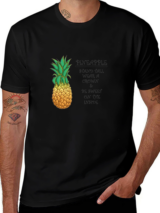 Pineapple Graphic Black T-Shirt - Stand Tall Wear a Crown