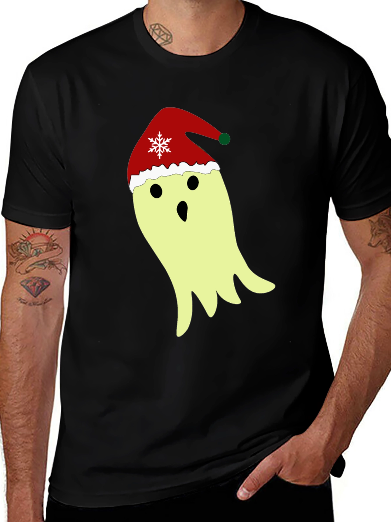 Festive Ghost T-Shirt - Christmas Holiday Spirit