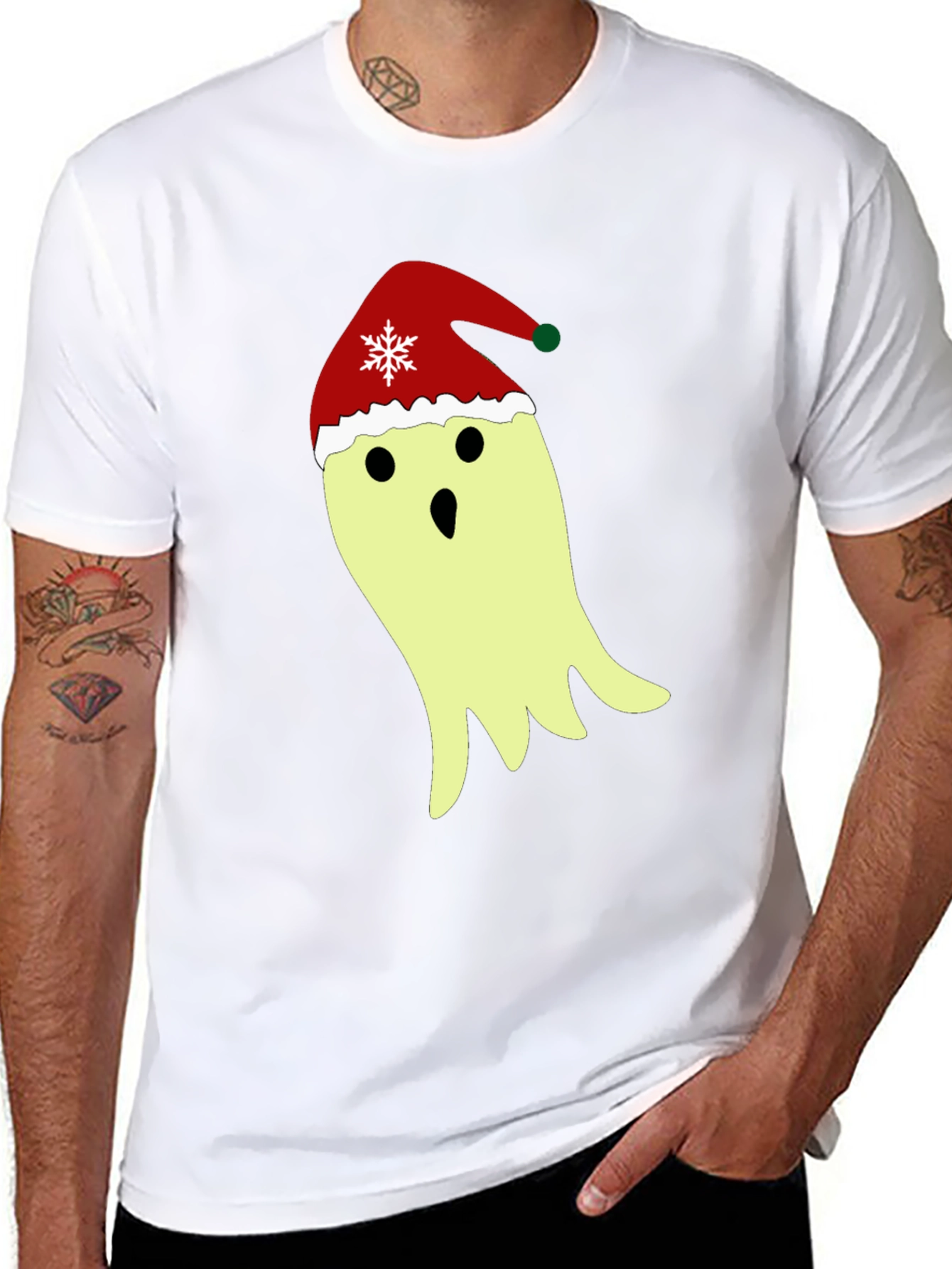 Festive Ghost T-Shirt - Christmas Holiday Spirit