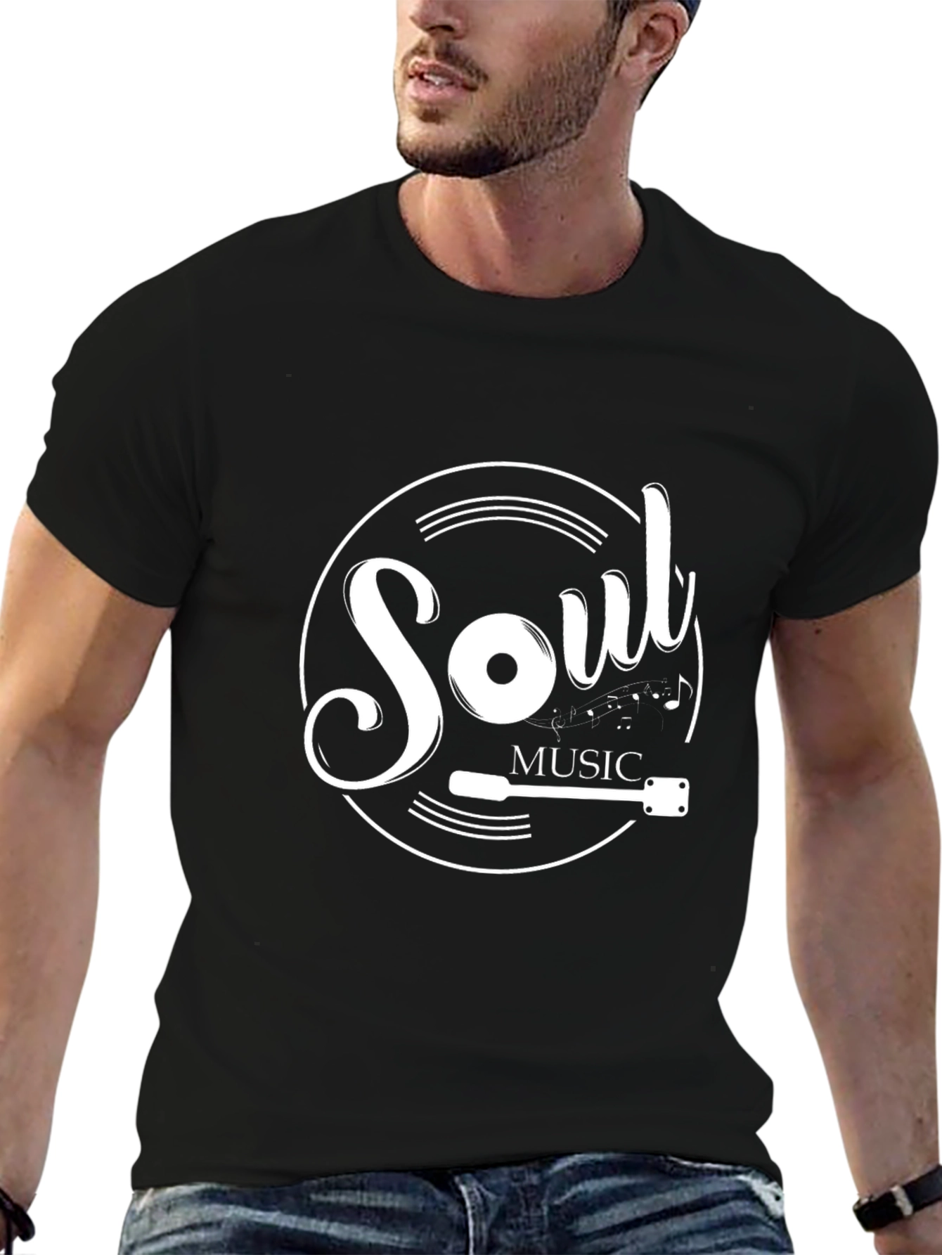 Soul Music Graphic Tee - Black Cotton Shirt