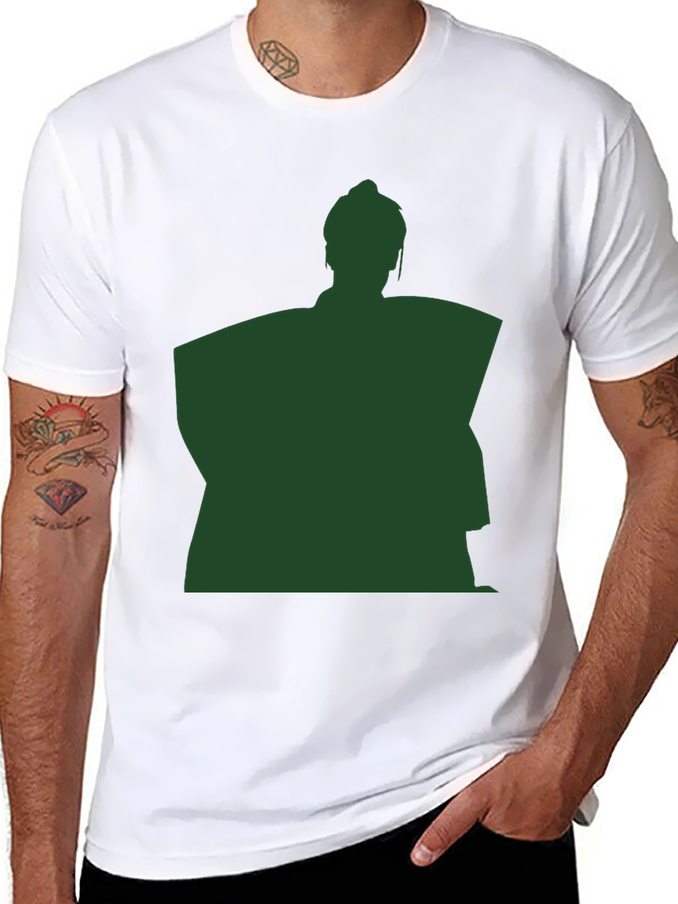 Sumo Wrestler Silhouette Graphic T-Shirt - Black