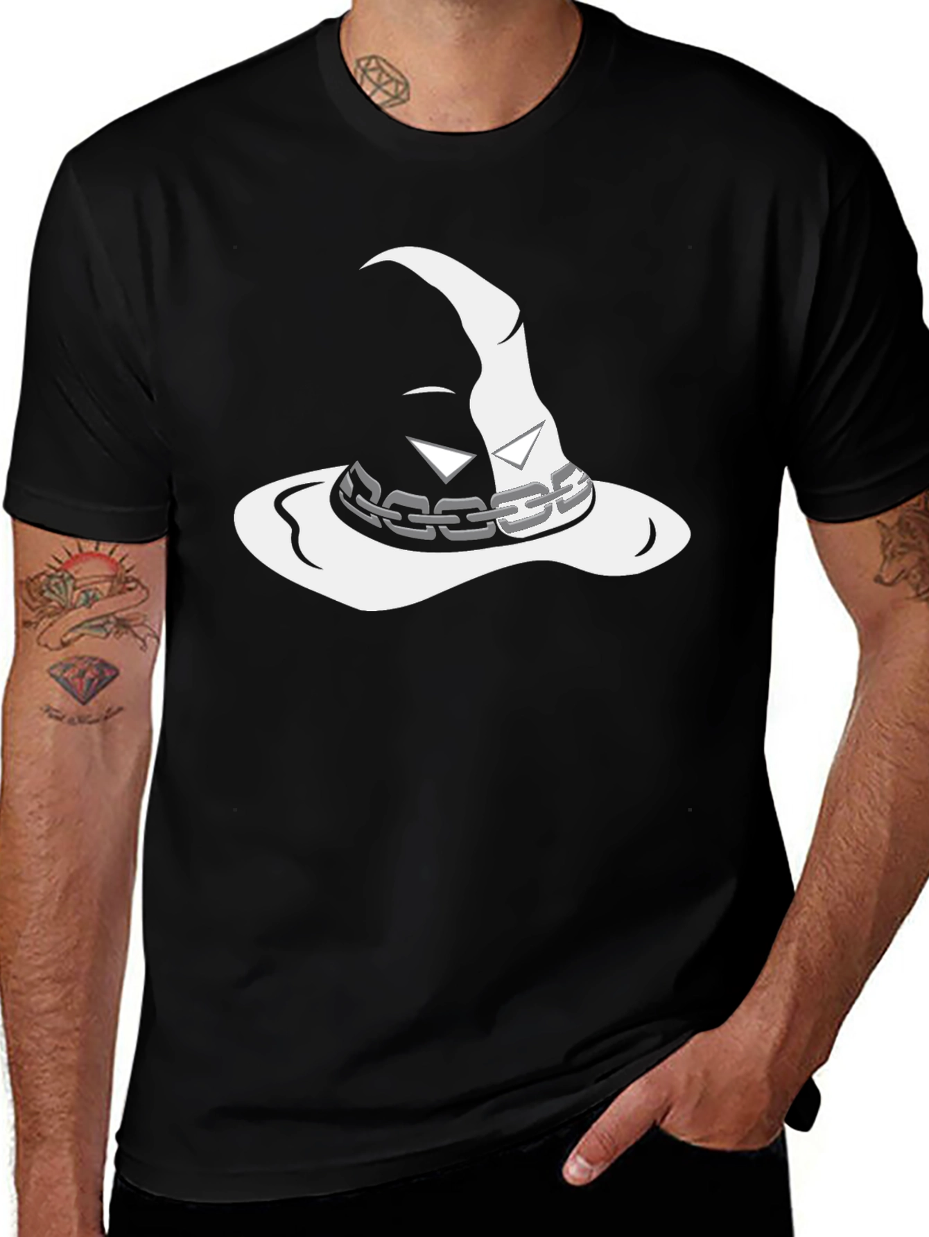 Mystic Wizard Hat Graphic Tee - Black