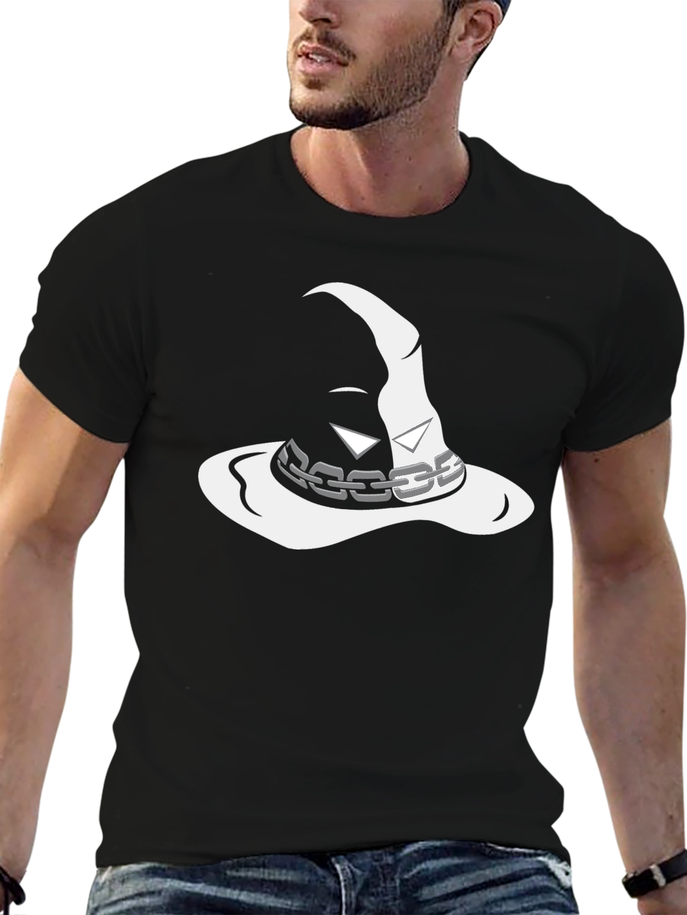Mystic Wizard Hat Graphic Tee - Black