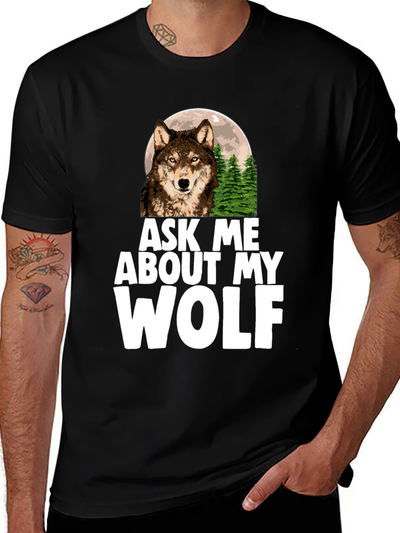 Ask Me About My Wolf Graphic Tee