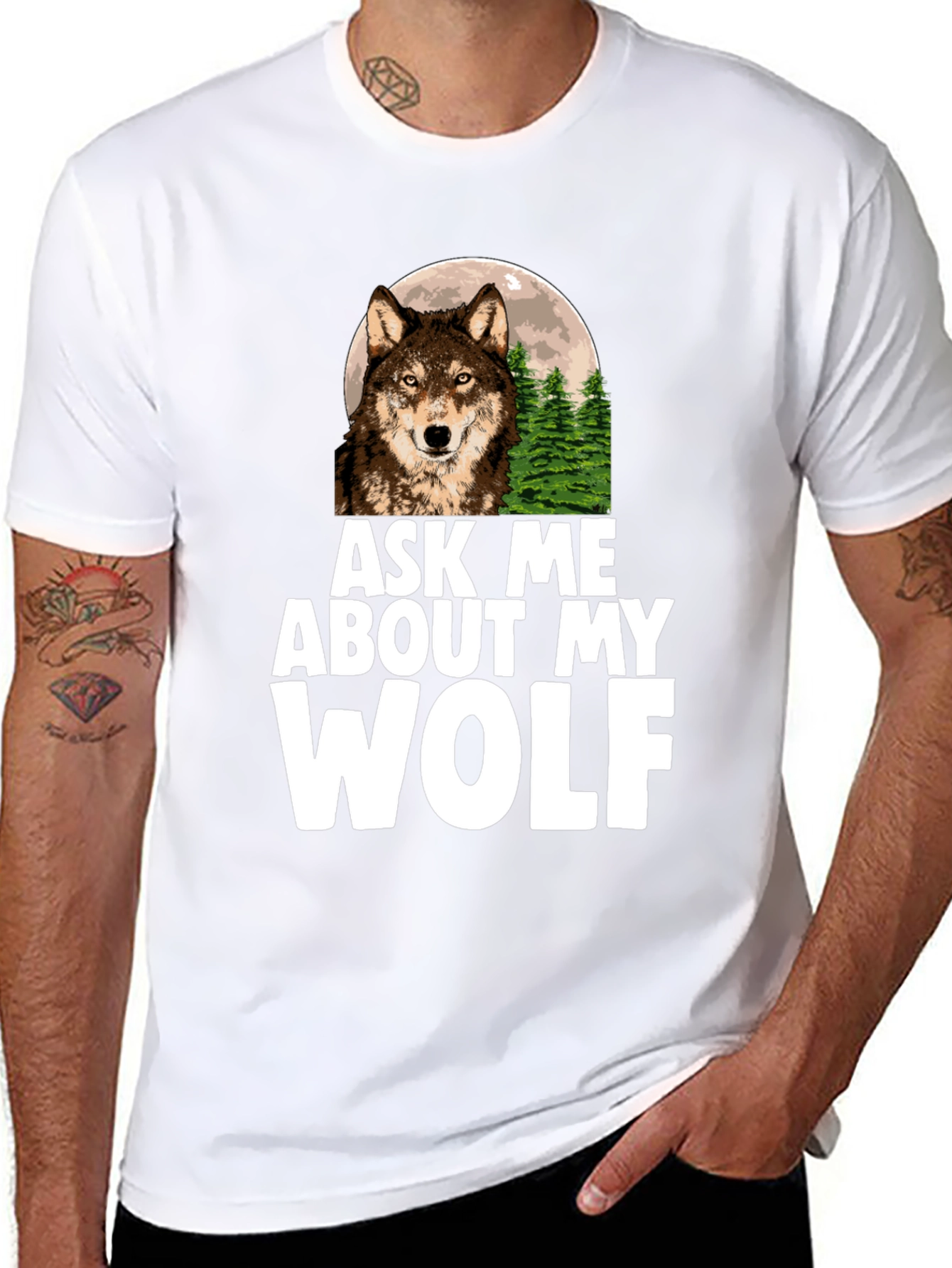 Ask Me About My Wolf Graphic Tee
