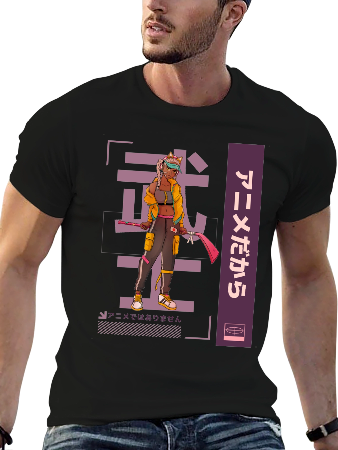 Anime Warrior Graphic Tee - Cool Streetwear Style