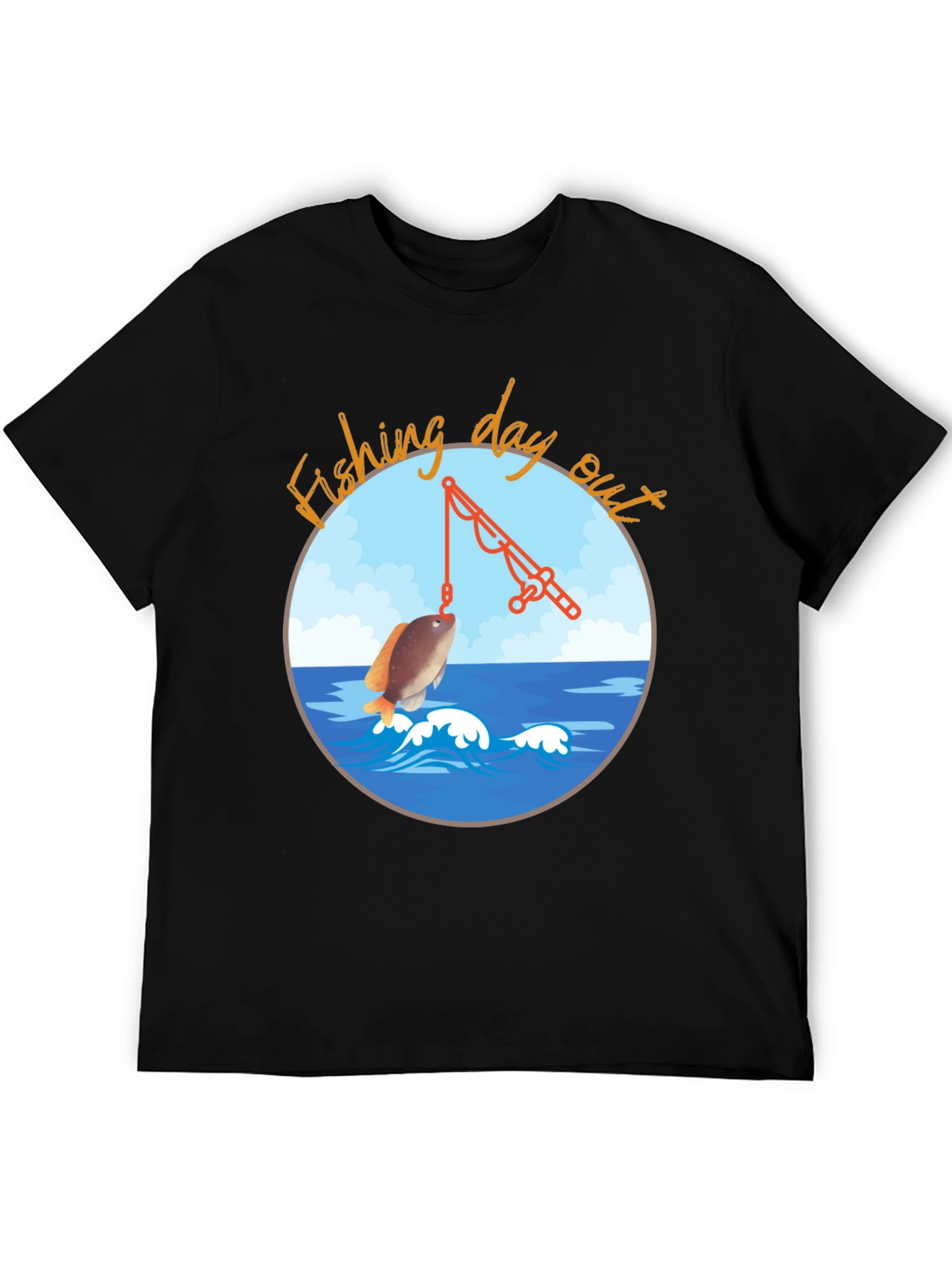 Fishing Day Out Black T-Shirt