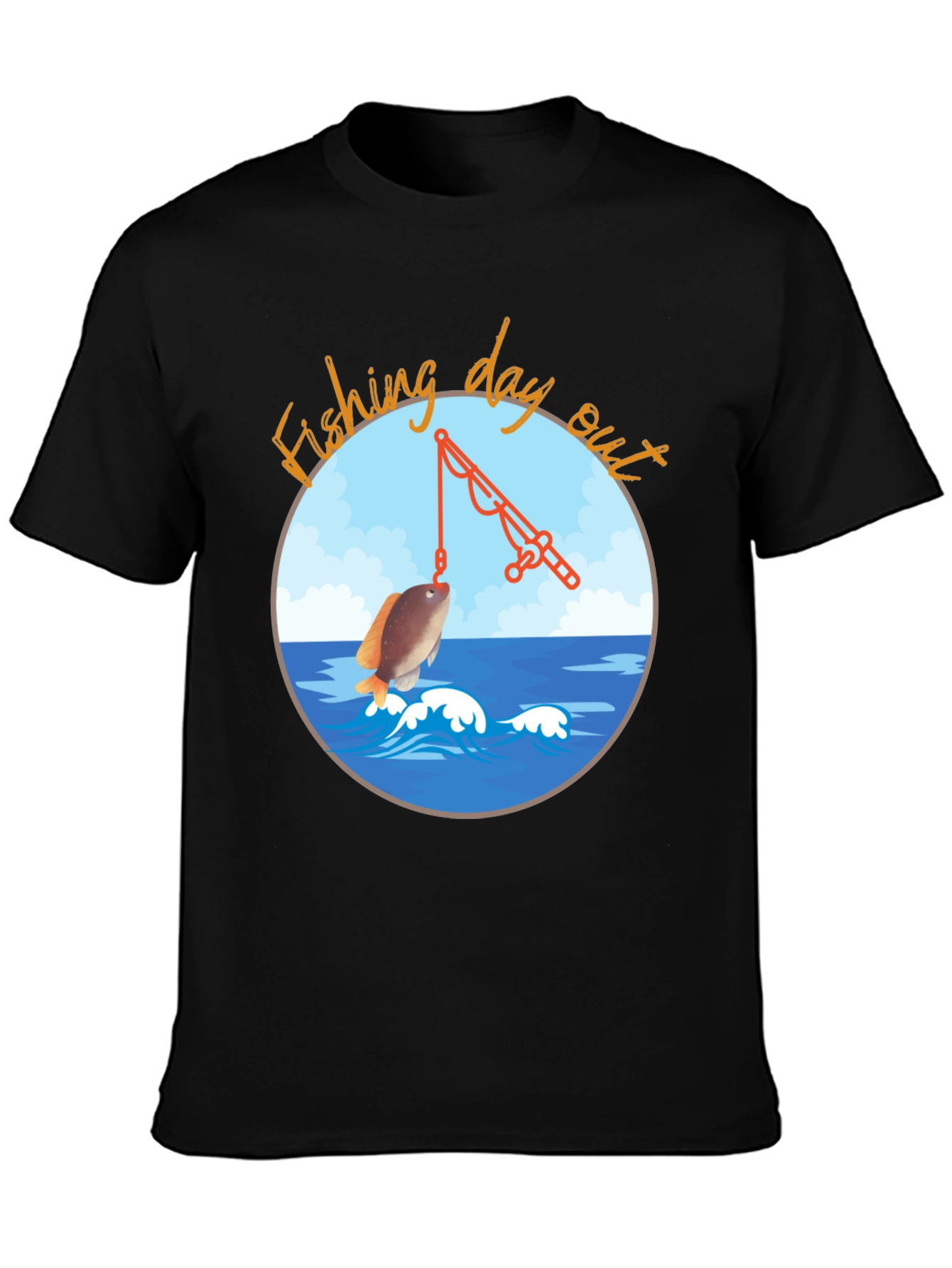 Fishing Day Out Black T-Shirt