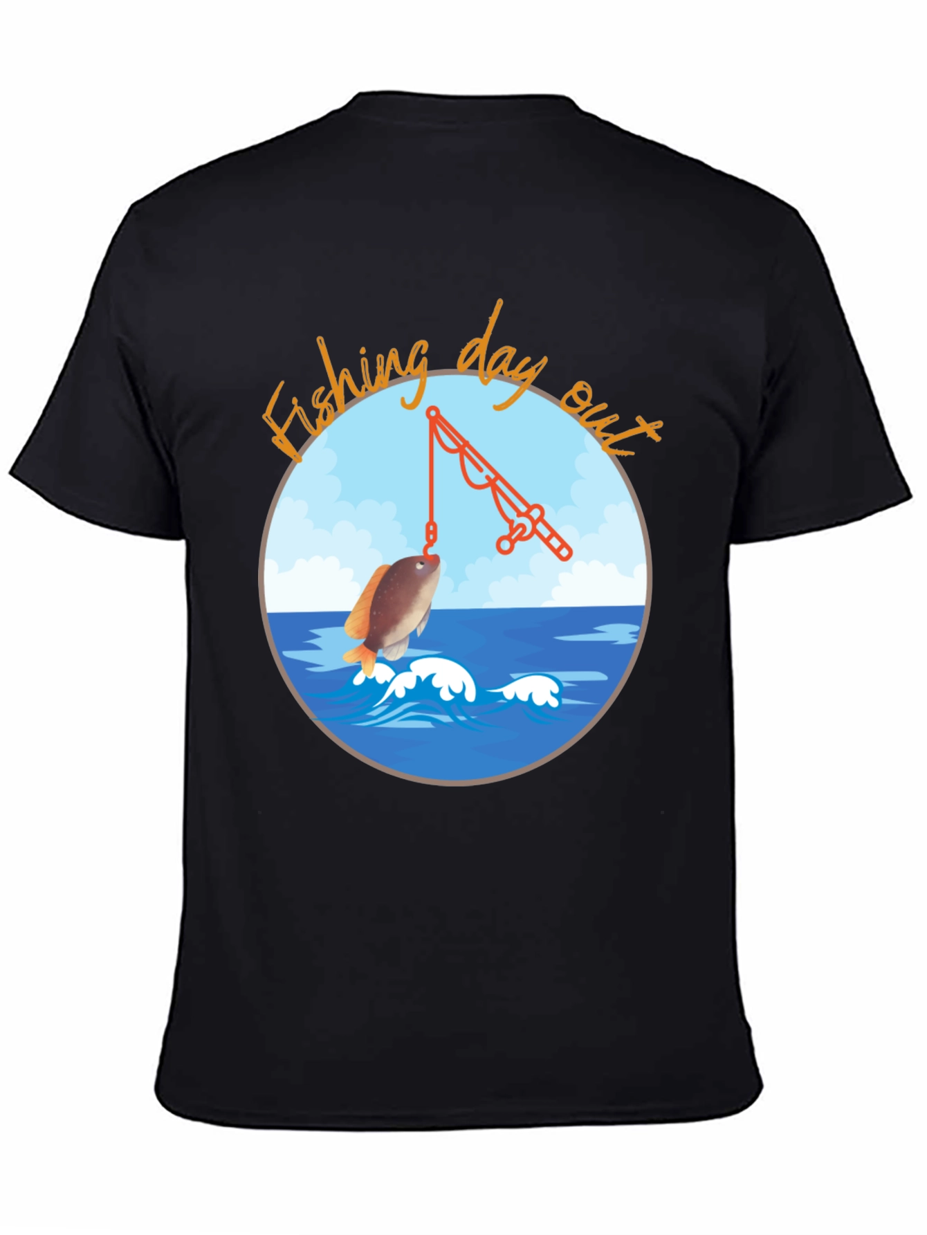 Fishing Day Out Black T-Shirt