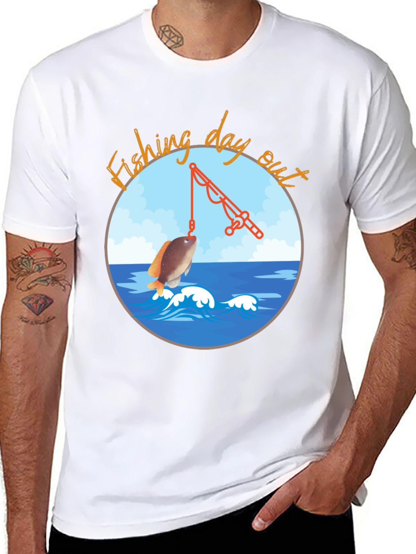 Fishing Day Out Black T-Shirt