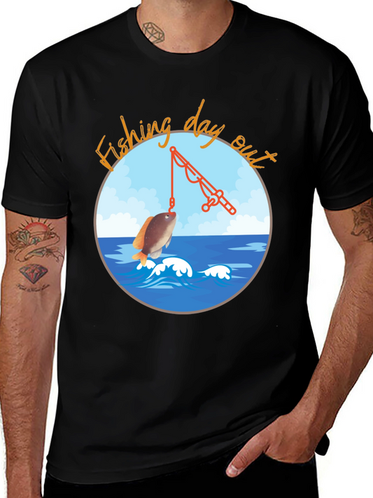 Fishing Day Out Black T-Shirt