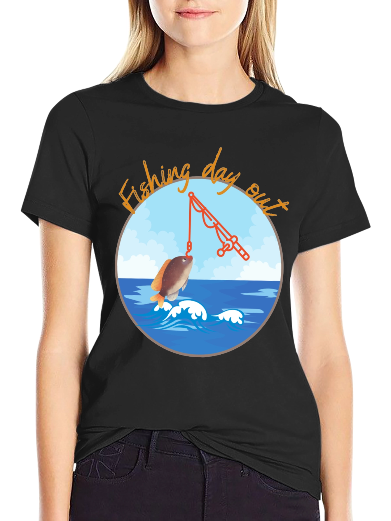 Fishing Day Out Black T-Shirt