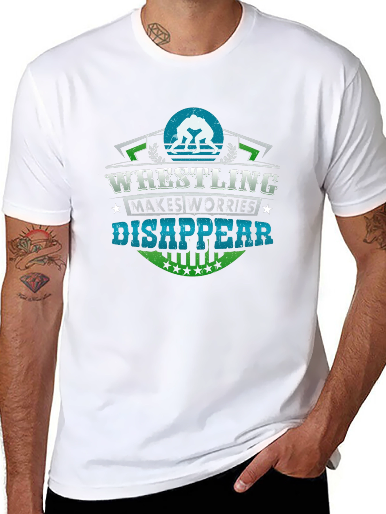Wrestling Makes Worries Disappear Black T-Shirt