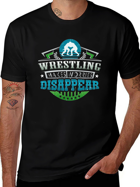 Wrestling Makes Worries Disappear Black T-Shirt