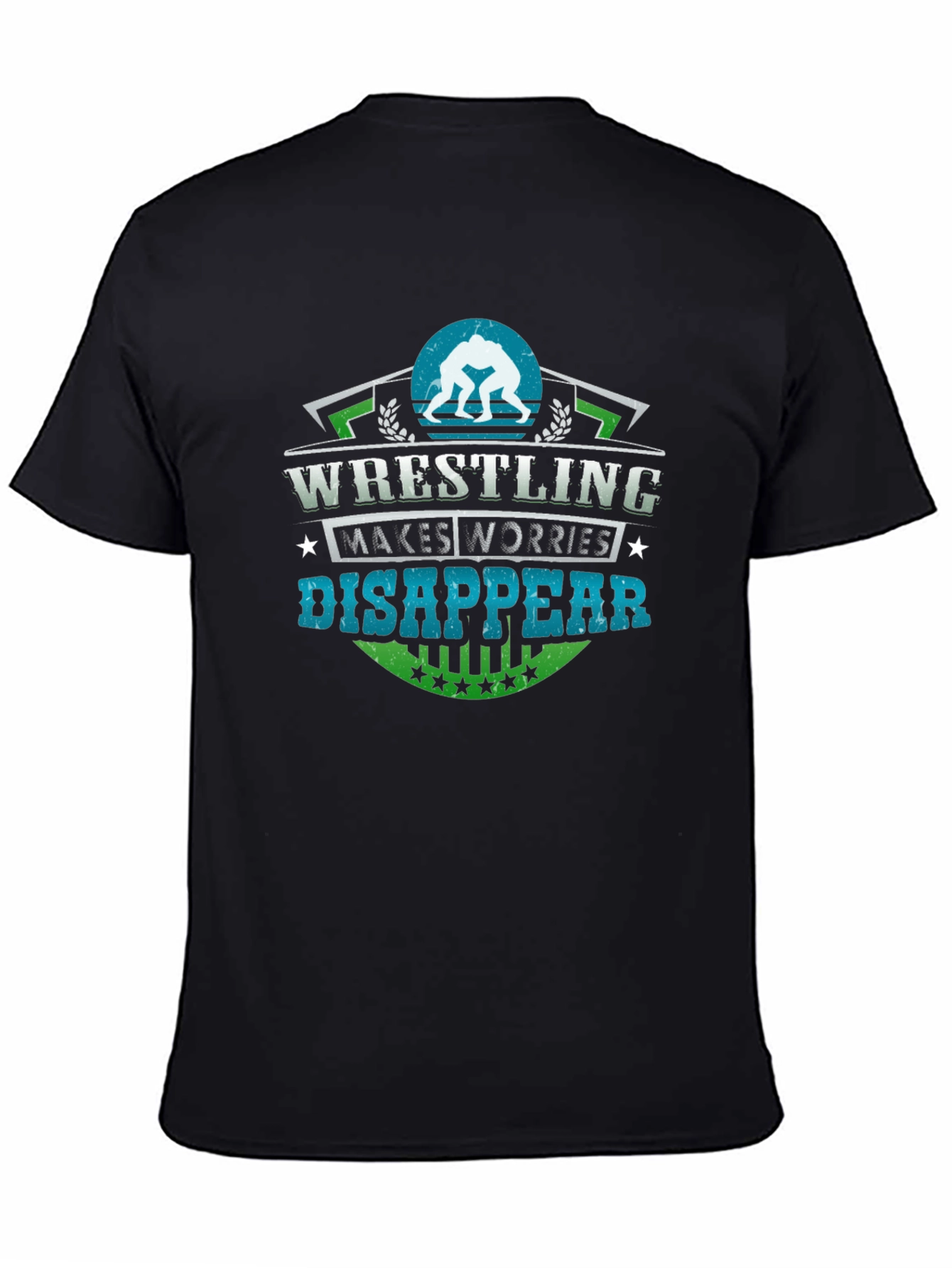 Wrestling Makes Worries Disappear Black T-Shirt