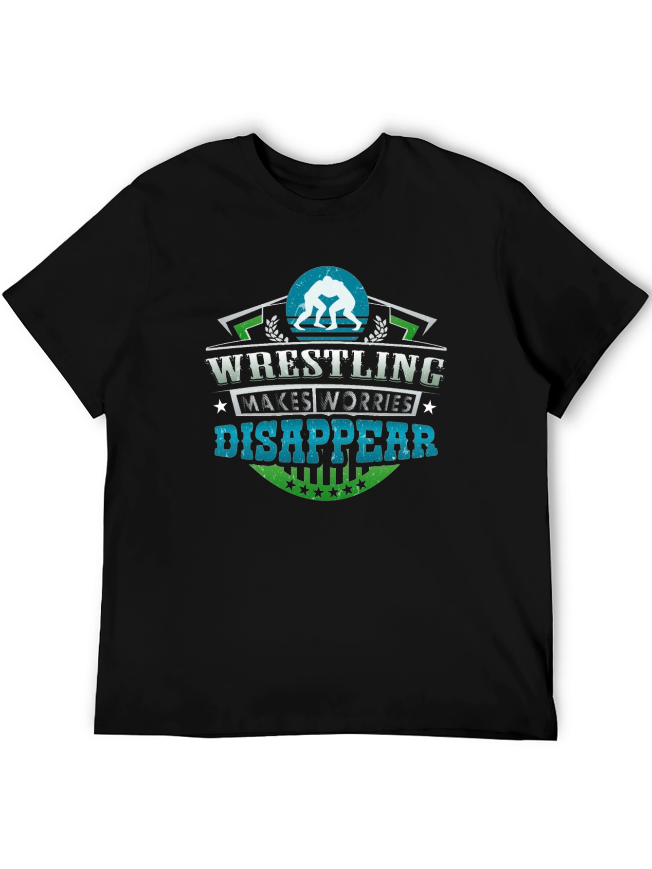 Wrestling Makes Worries Disappear Black T-Shirt