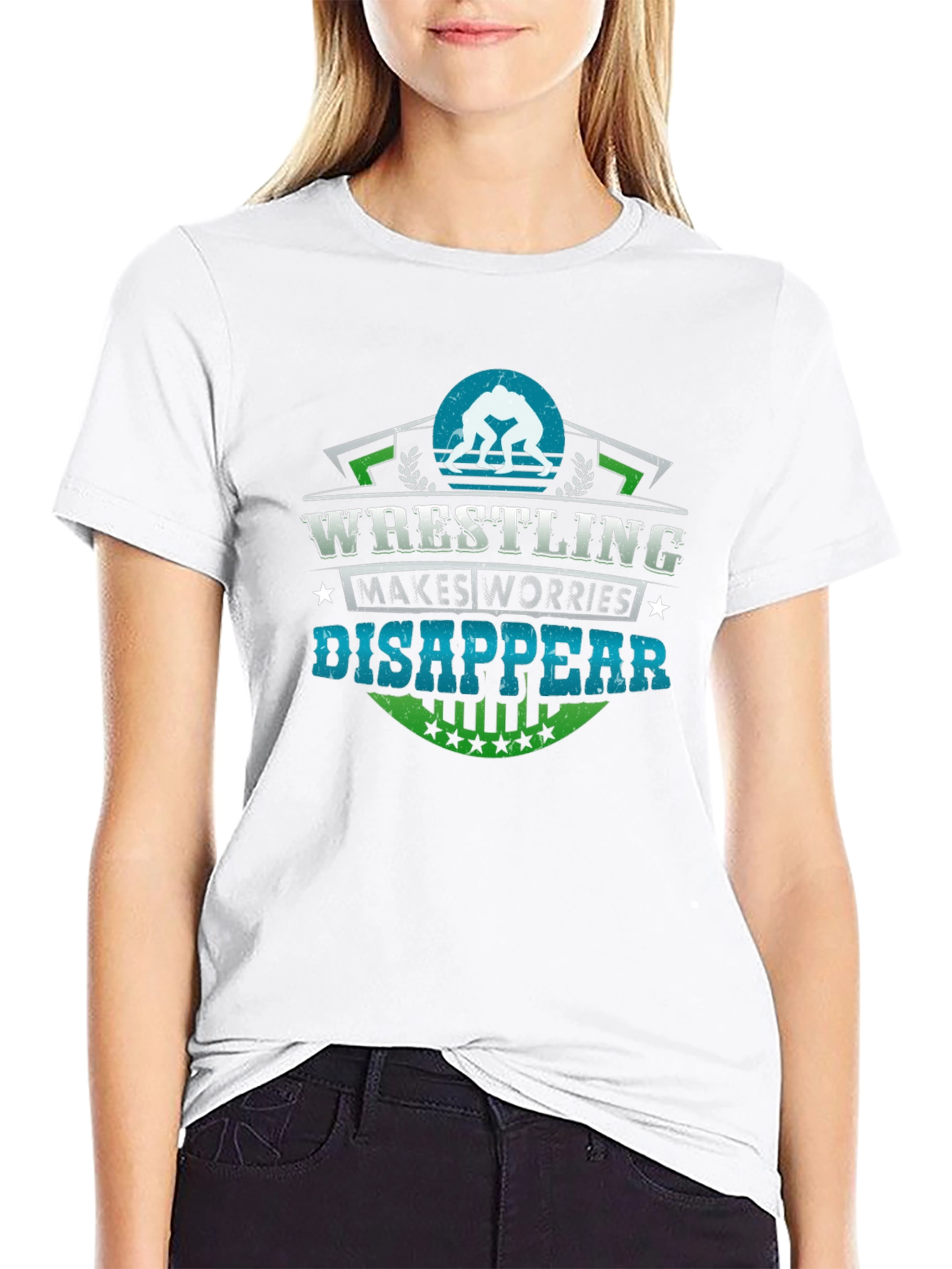 Wrestling Makes Worries Disappear Black T-Shirt