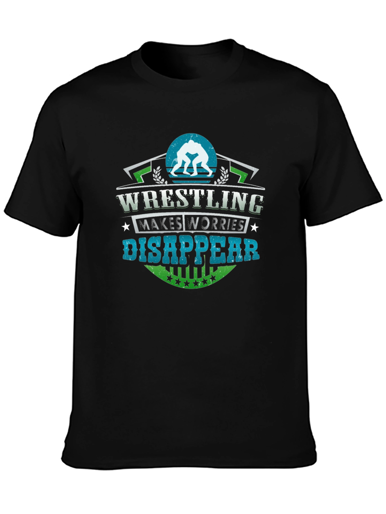 Wrestling Makes Worries Disappear Black T-Shirt