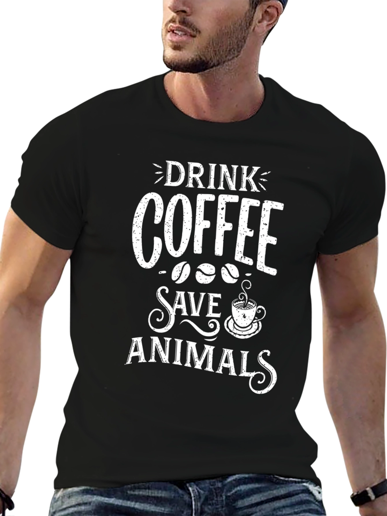 Drink Coffee Save Animals T-Shirt Novelty Top