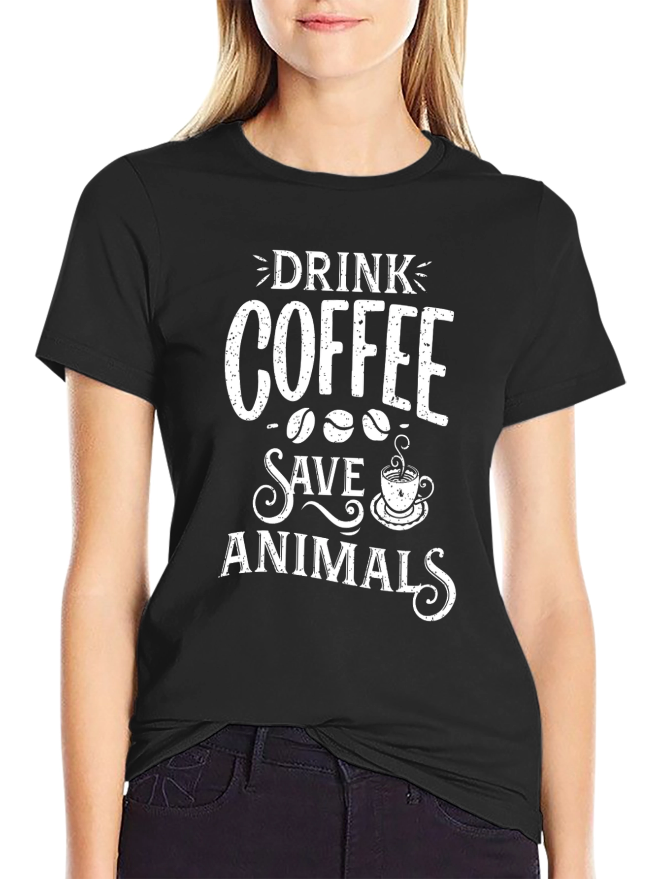 Drink Coffee Save Animals T-Shirt Novelty Top
