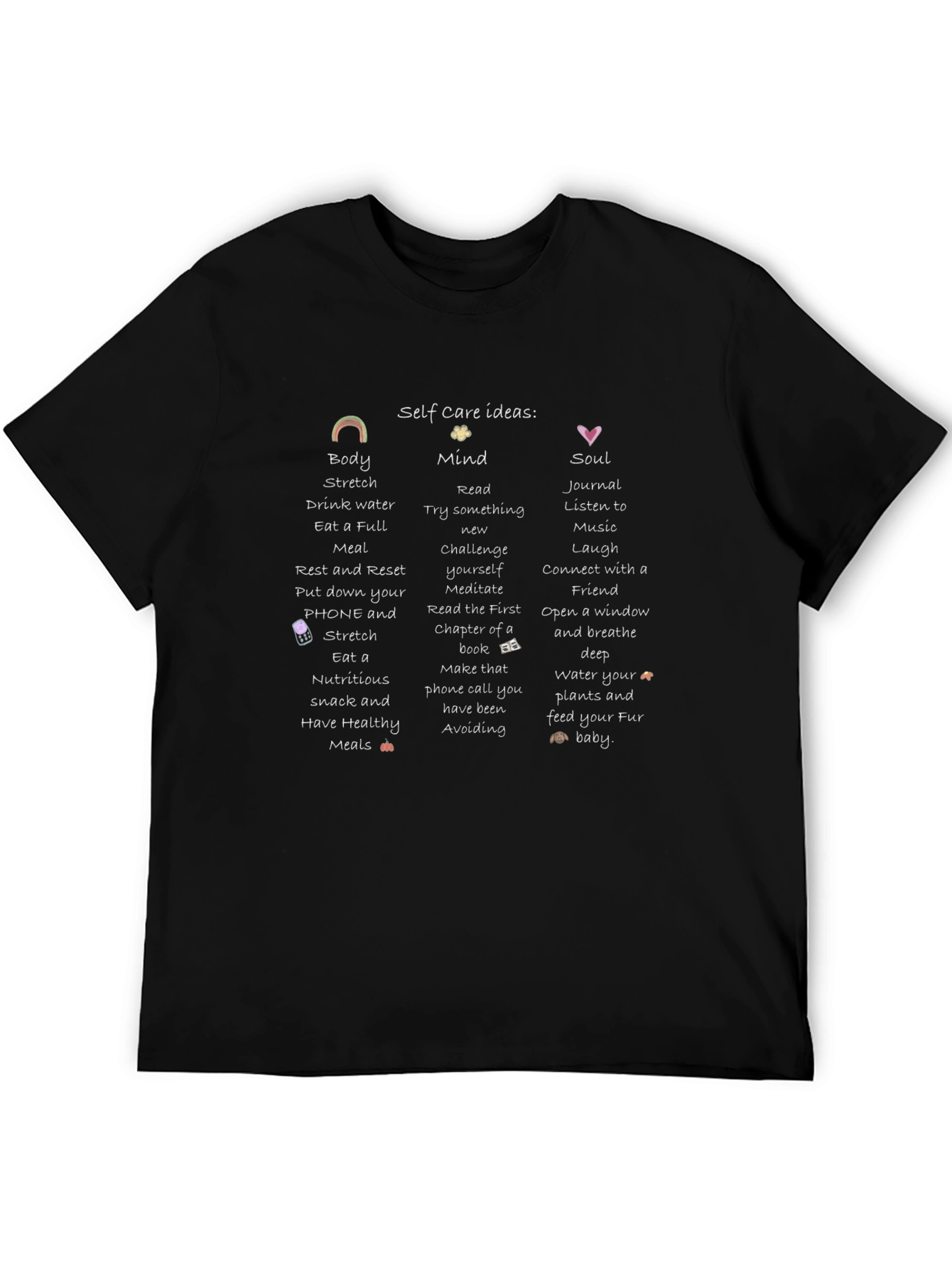 Self Care Ideas Black T-Shirt