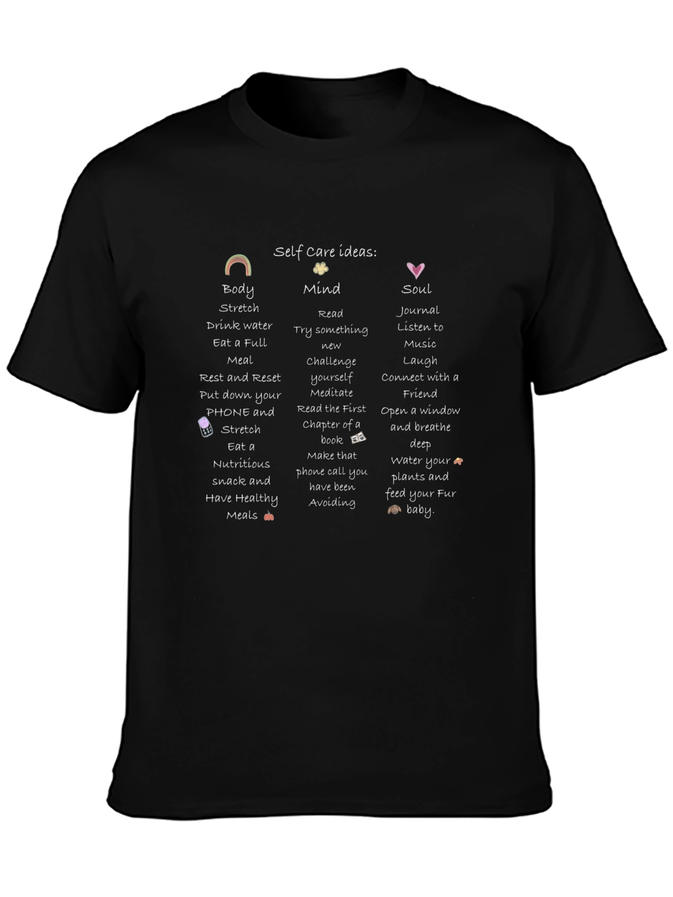 Self Care Ideas Black T-Shirt