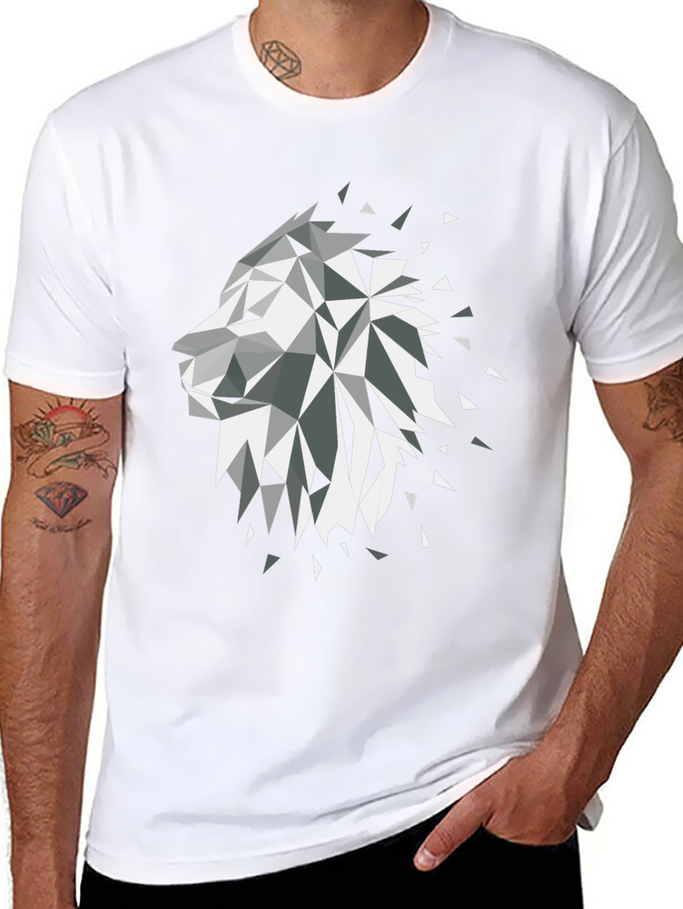 Geometric Lion Black Graphic Tee