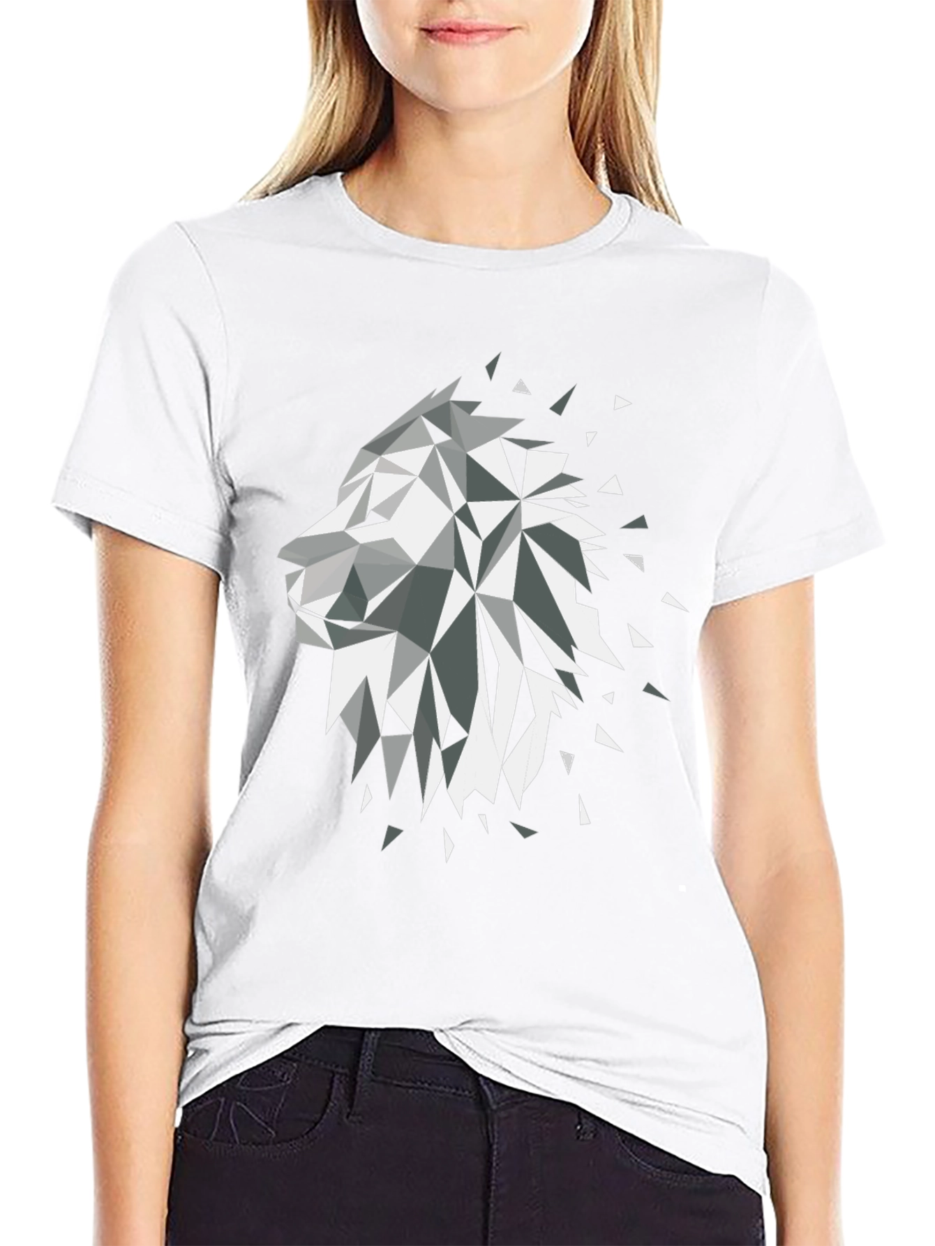 Geometric Lion Black Graphic Tee