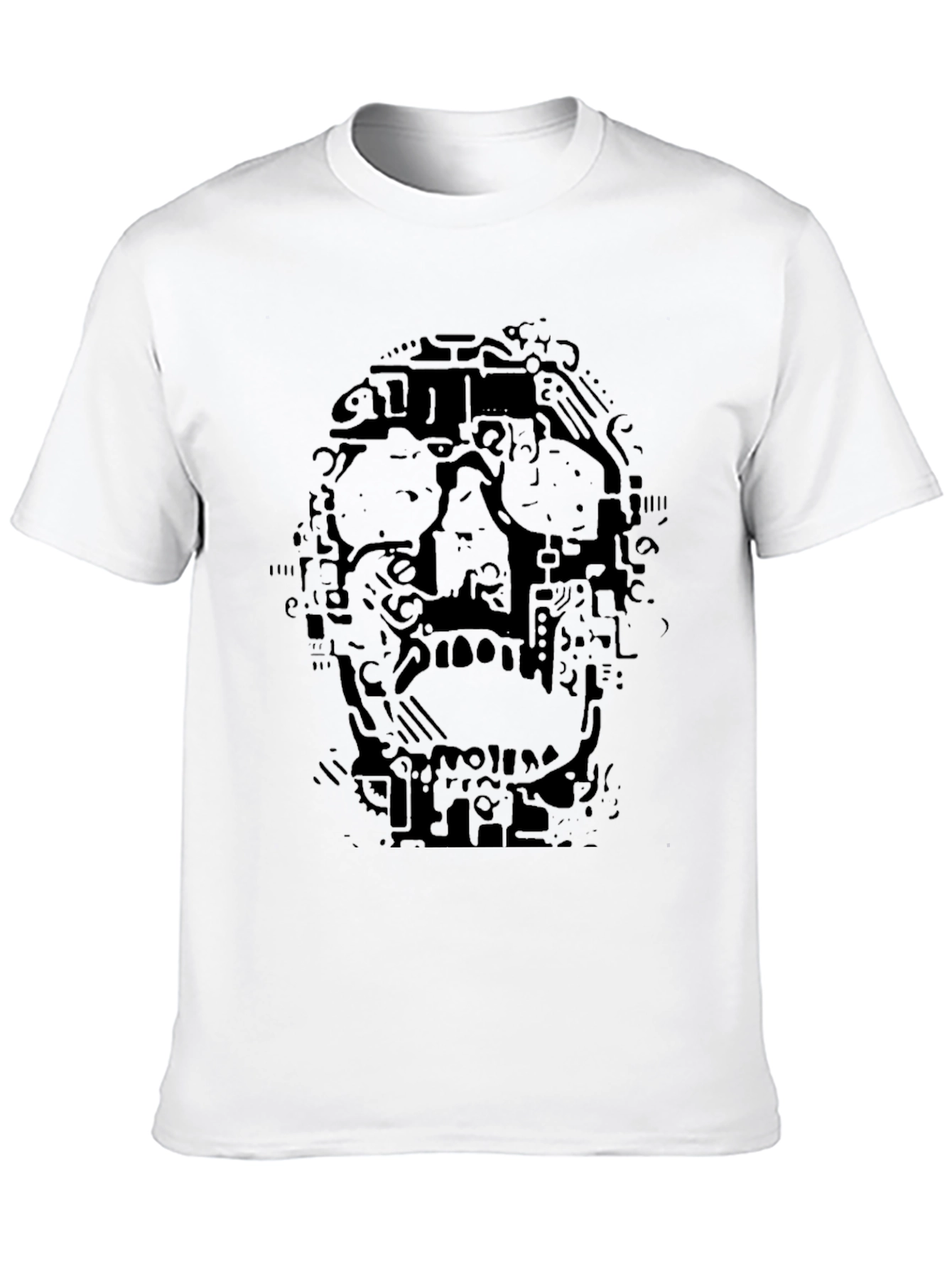 Abstract Skull Graphic T-Shirt - Mens Black Tee