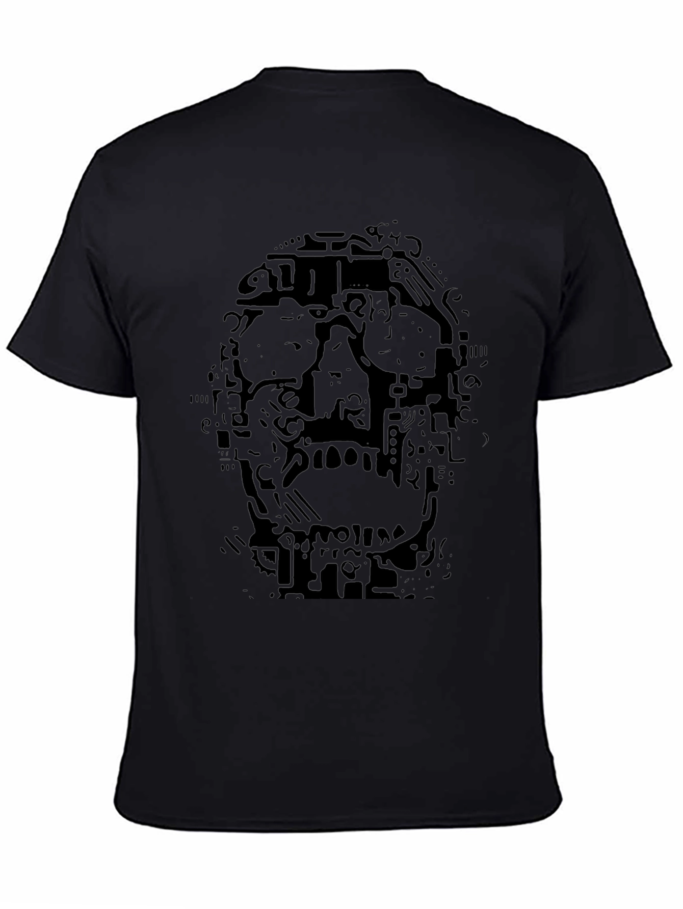 Abstract Skull Graphic T-Shirt - Mens Black Tee