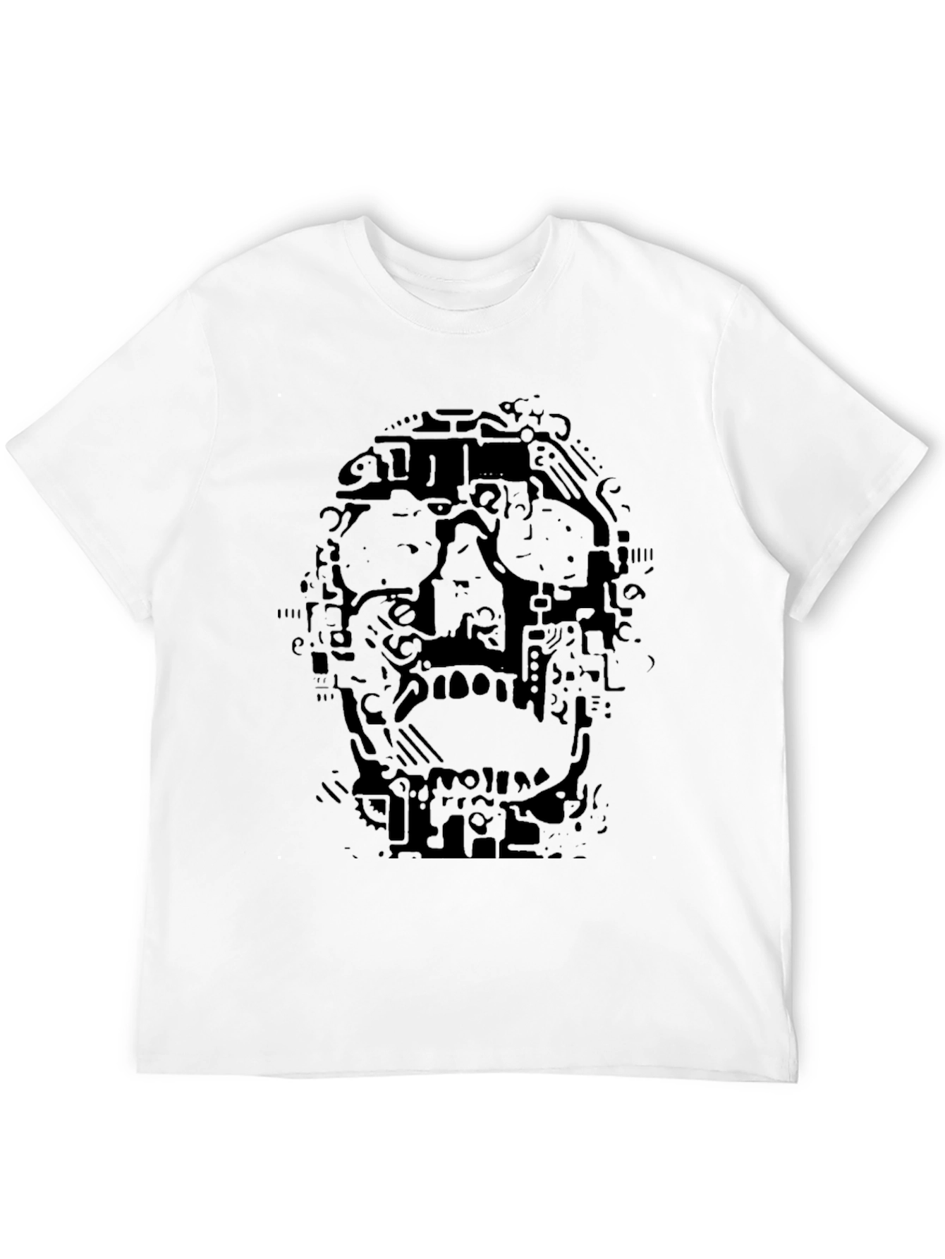 Abstract Skull Graphic T-Shirt - Mens Black Tee