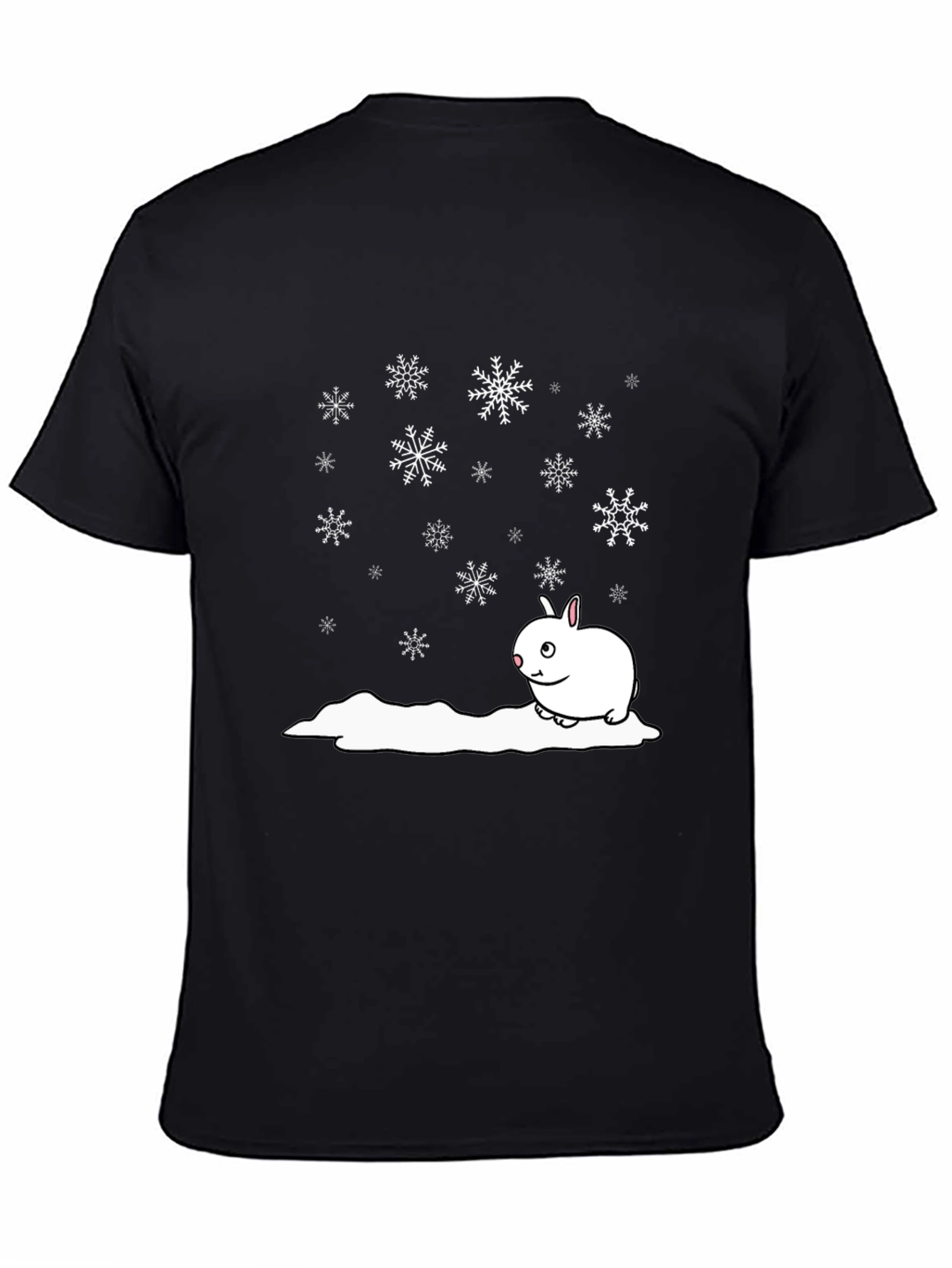 Winter Rabbit T-Shirt - Black Cotton Blend