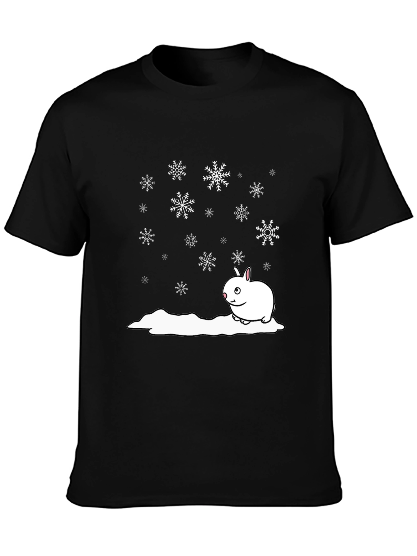 Winter Rabbit T-Shirt - Black Cotton Blend