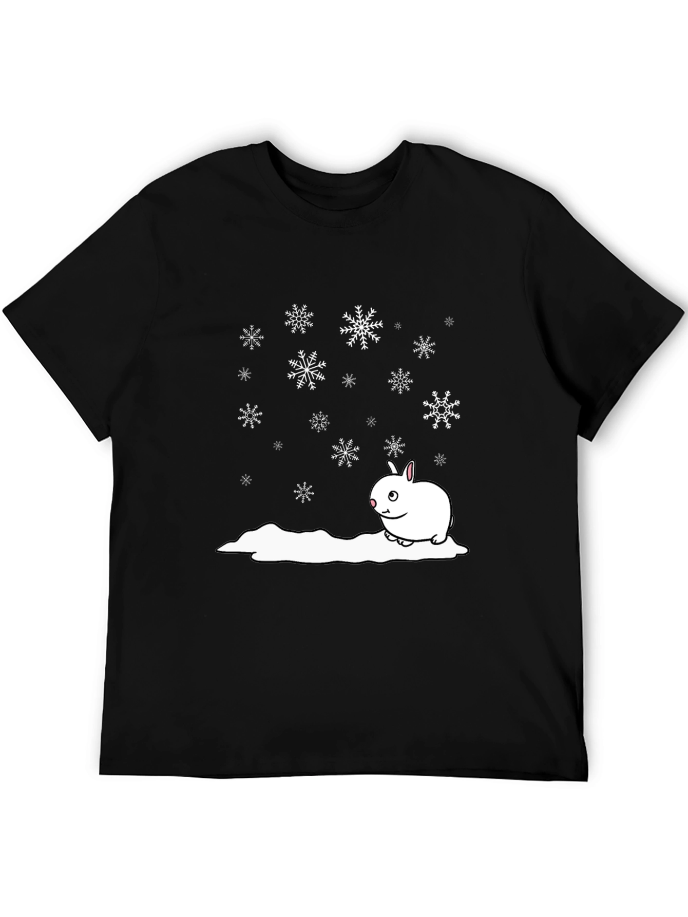 Winter Rabbit T-Shirt - Black Cotton Blend