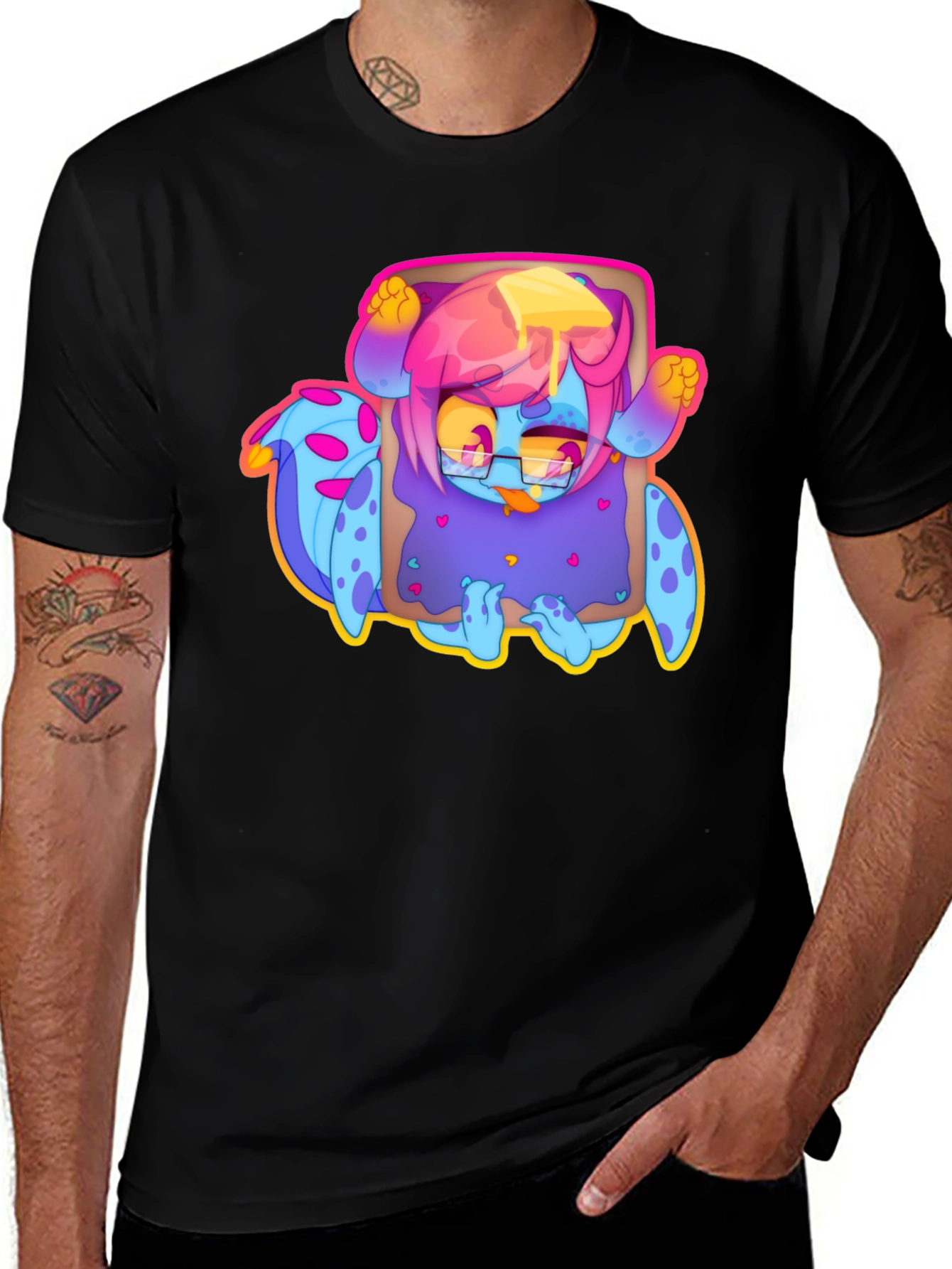 Monster Toast Graphic T-Shirt - Black