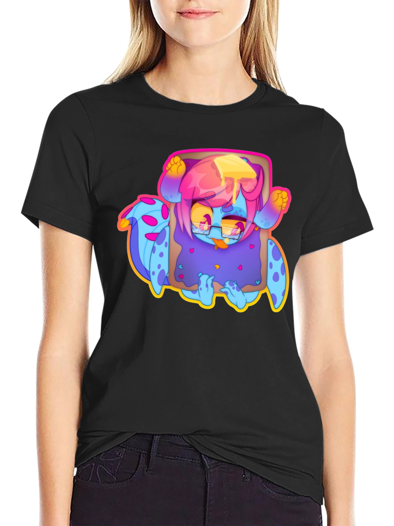 Monster Toast Graphic T-Shirt - Black