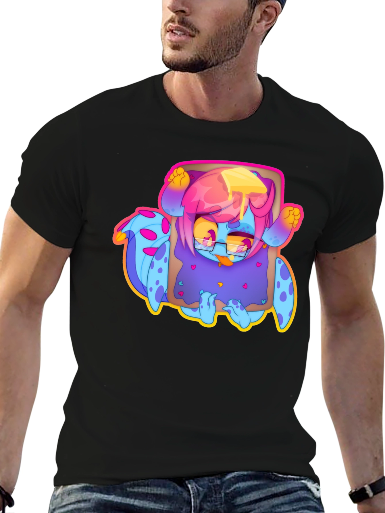 Monster Toast Graphic T-Shirt - Black