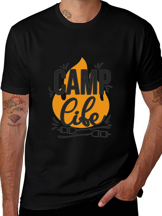 Camp Life Graphic Tee - Black Cotton T-Shirt