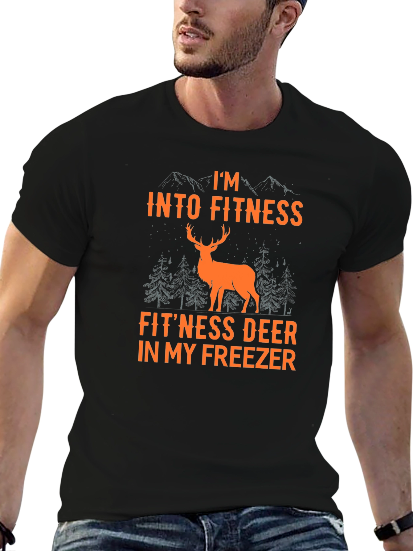 Fitness Deer T-Shirt - Hunting Humor Graphic Tee