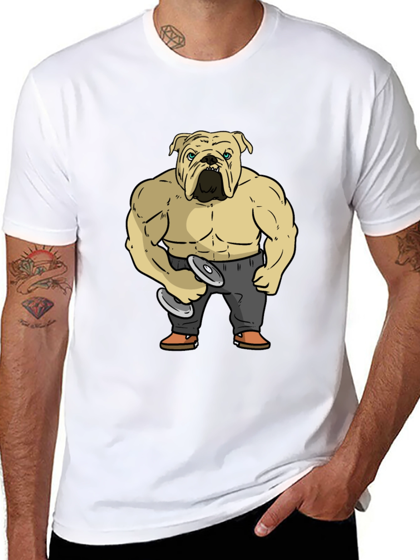 Bulldog Bodybuilder Graphic T-Shirt