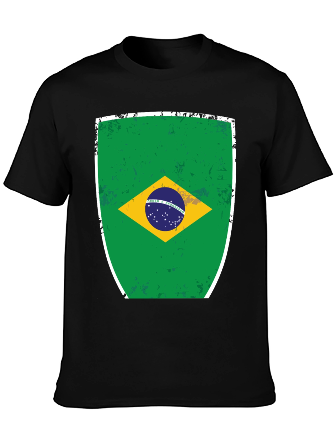 Brazil Flag Graphic Tee - Mens Black T-Shirt