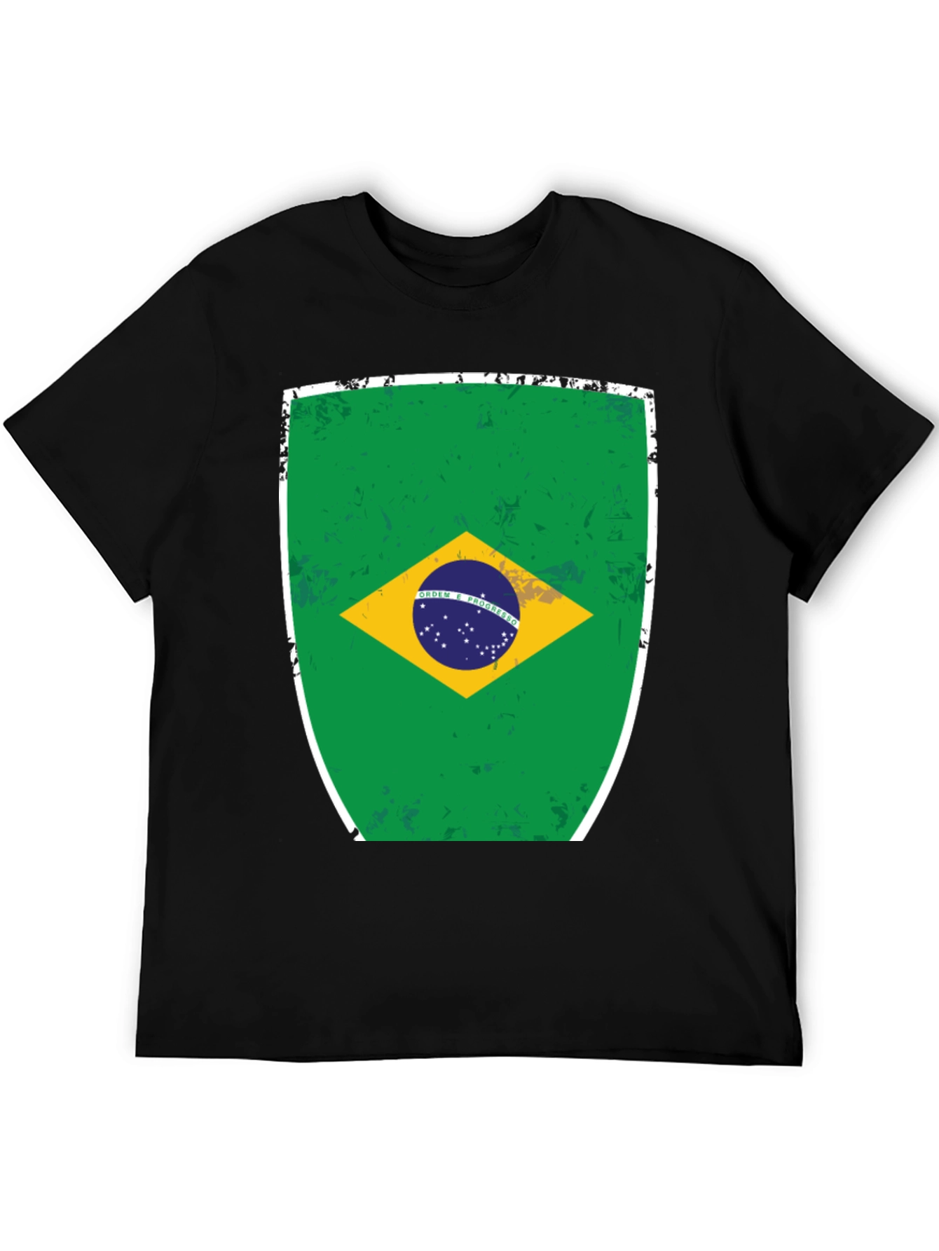 Brazil Flag Graphic Tee - Mens Black T-Shirt